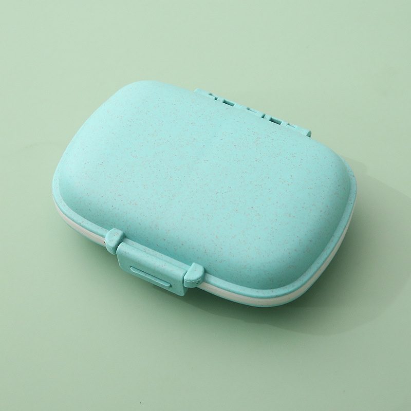 8 Compartments Wheat Straw Portable Daily Pill Organizer 11