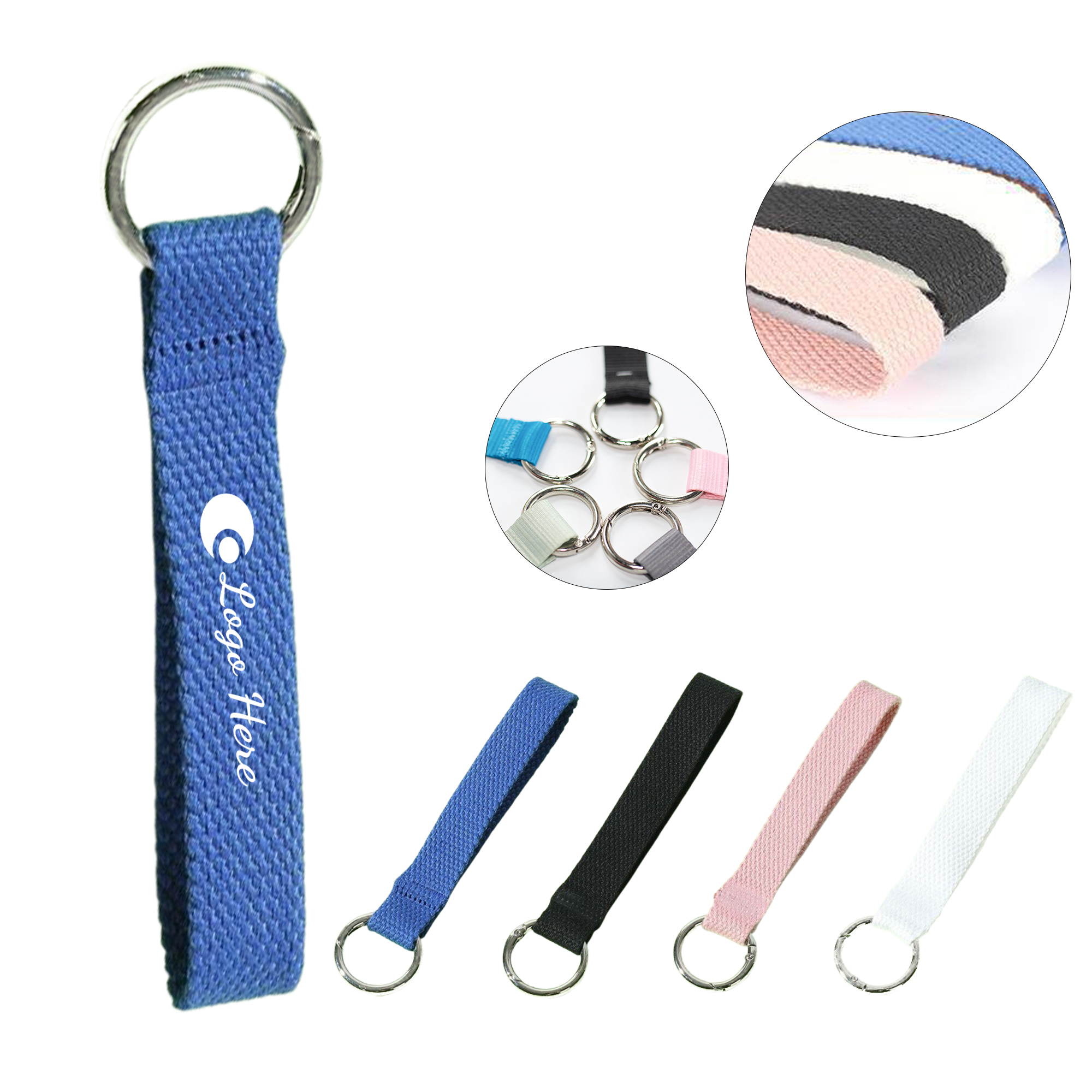 Polyester Wristband Keychain With Metal Ring 2