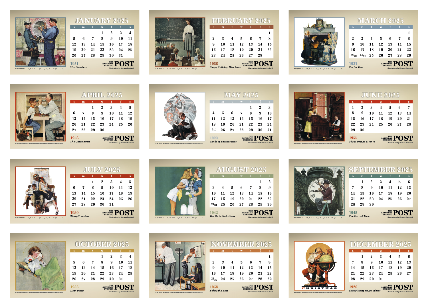 Triumph® Calendars The Saturday Evening Post Illustrations by Norman Rockwell Desk Calendar 6