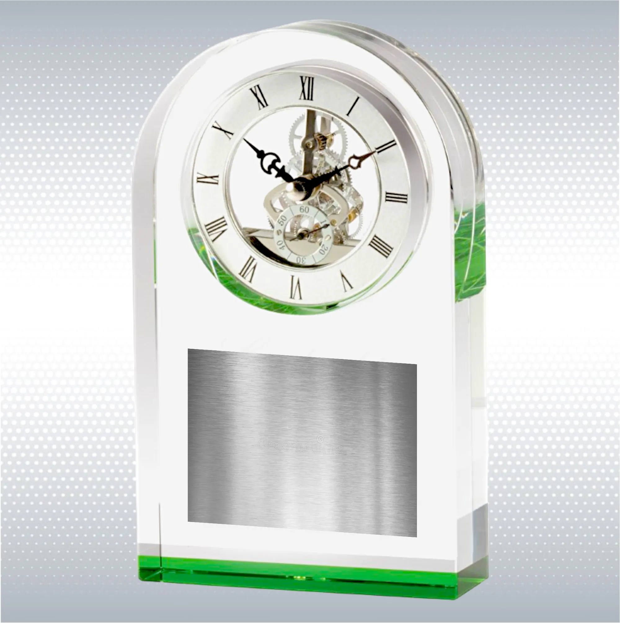 9" Elegant Green Crystal Desk Clock Award 3