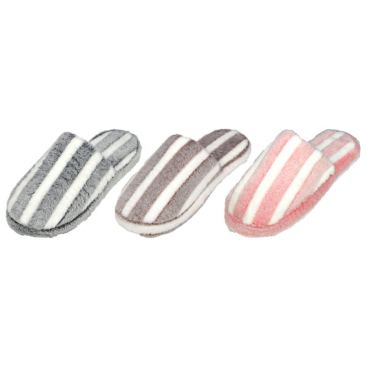 Women's Fuzzy Slippers - Striped Assorted 2