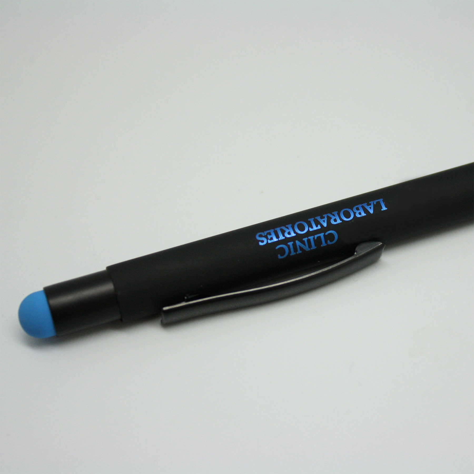 Soft Rubber Click Metal Ballpoint Pen w/Stylus & Chrome 6