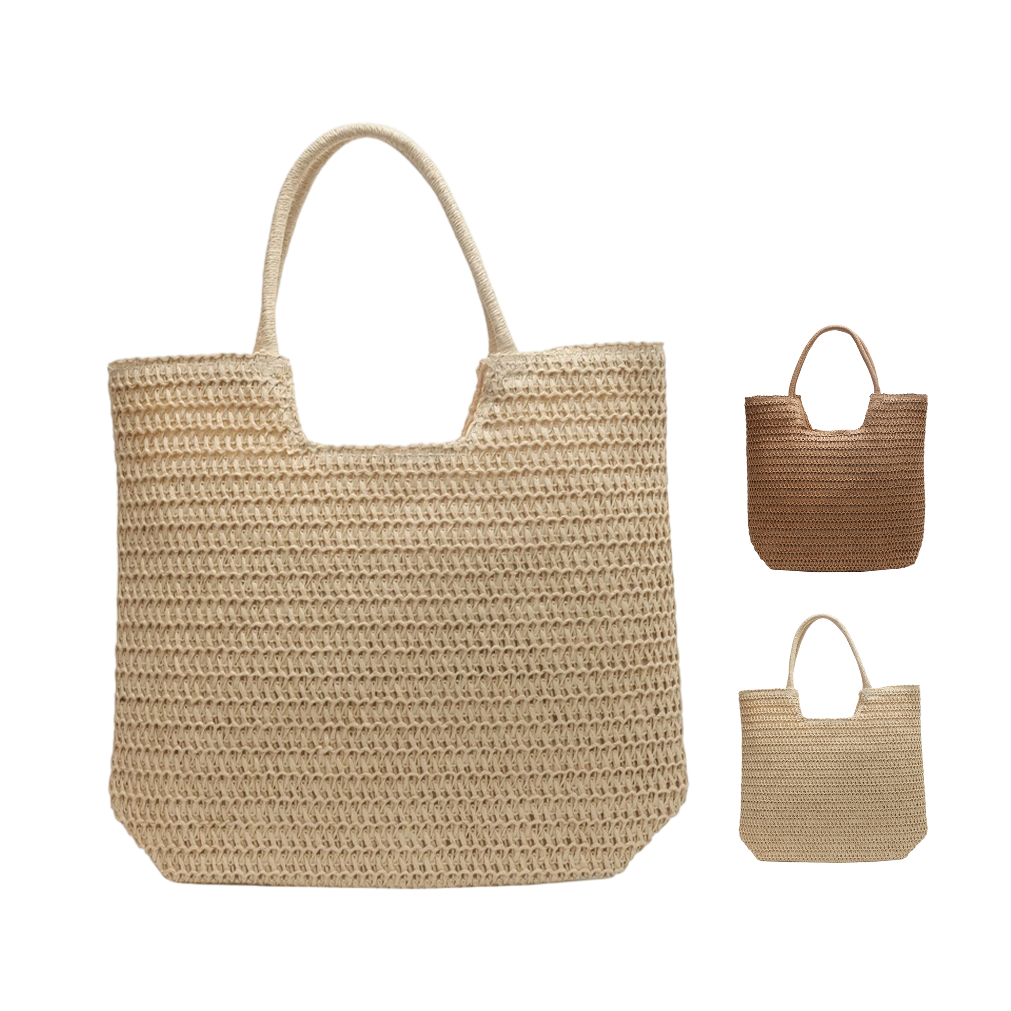 Straw Polyester Beach Tote Bag With Zippered Lining, custom tote bag with logo imprint 6