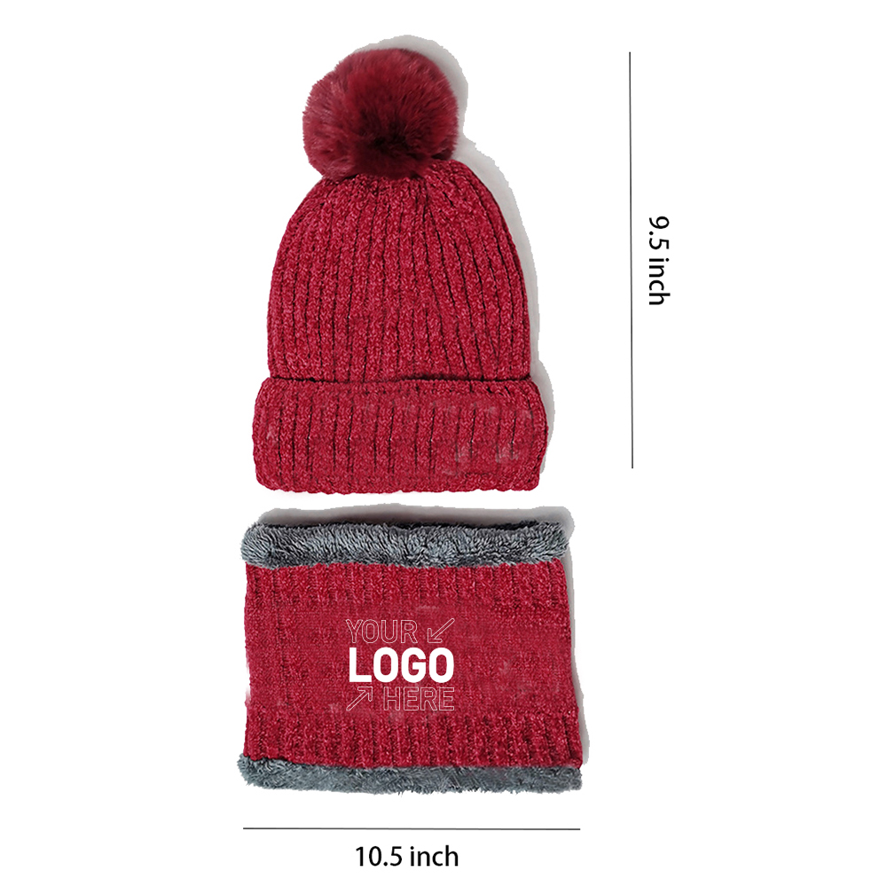 Two-piece fleece warm ear hat and scarf set 5