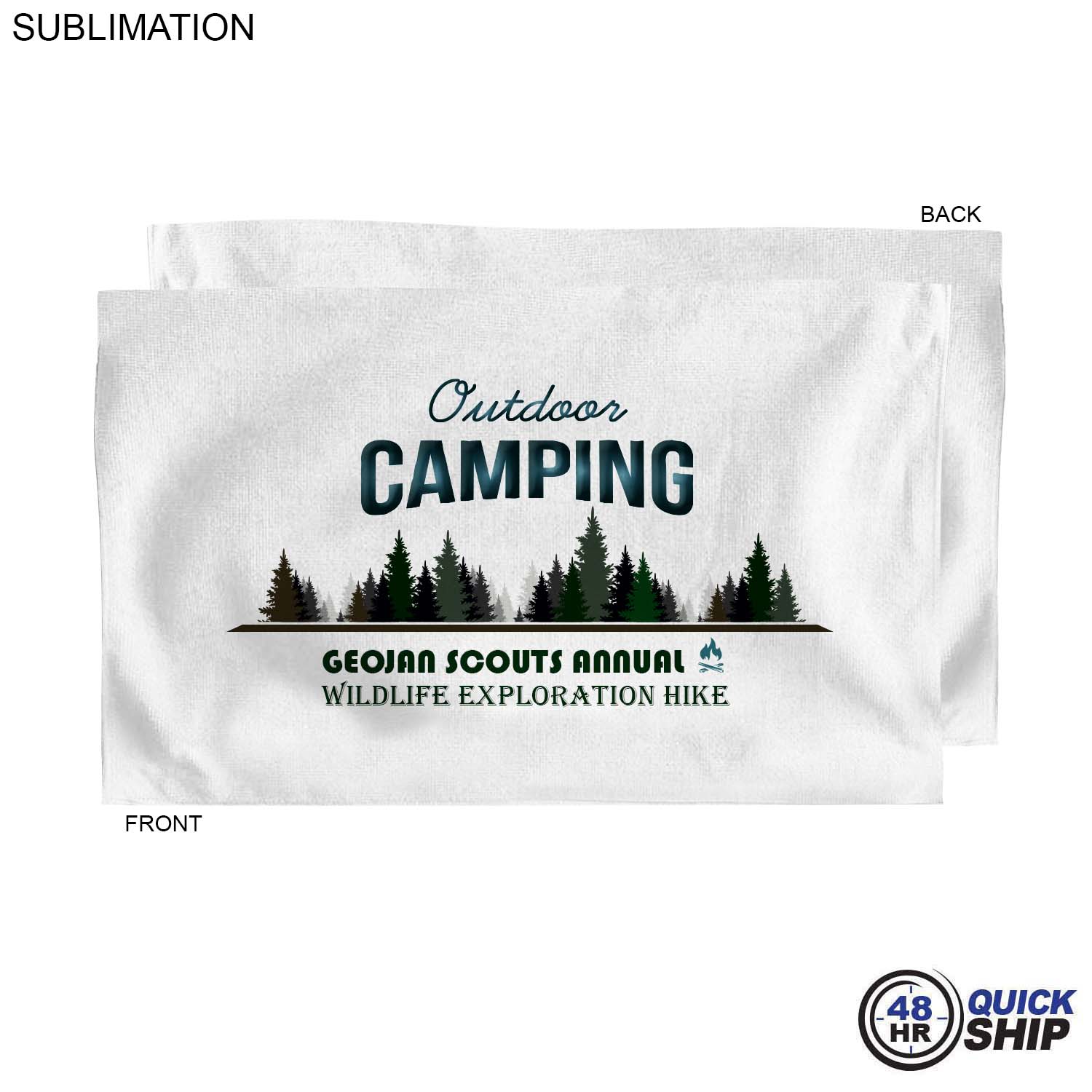48Hr Quick Ship - Microfiber Dri-lite Terry Sports, Hand, Gym White Towel, 15x25, Sublimated 7
