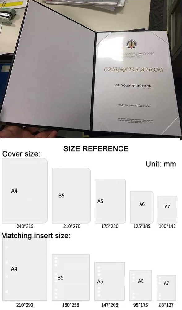 High Quality Customize PU Leather Certificate Holder Folder 3