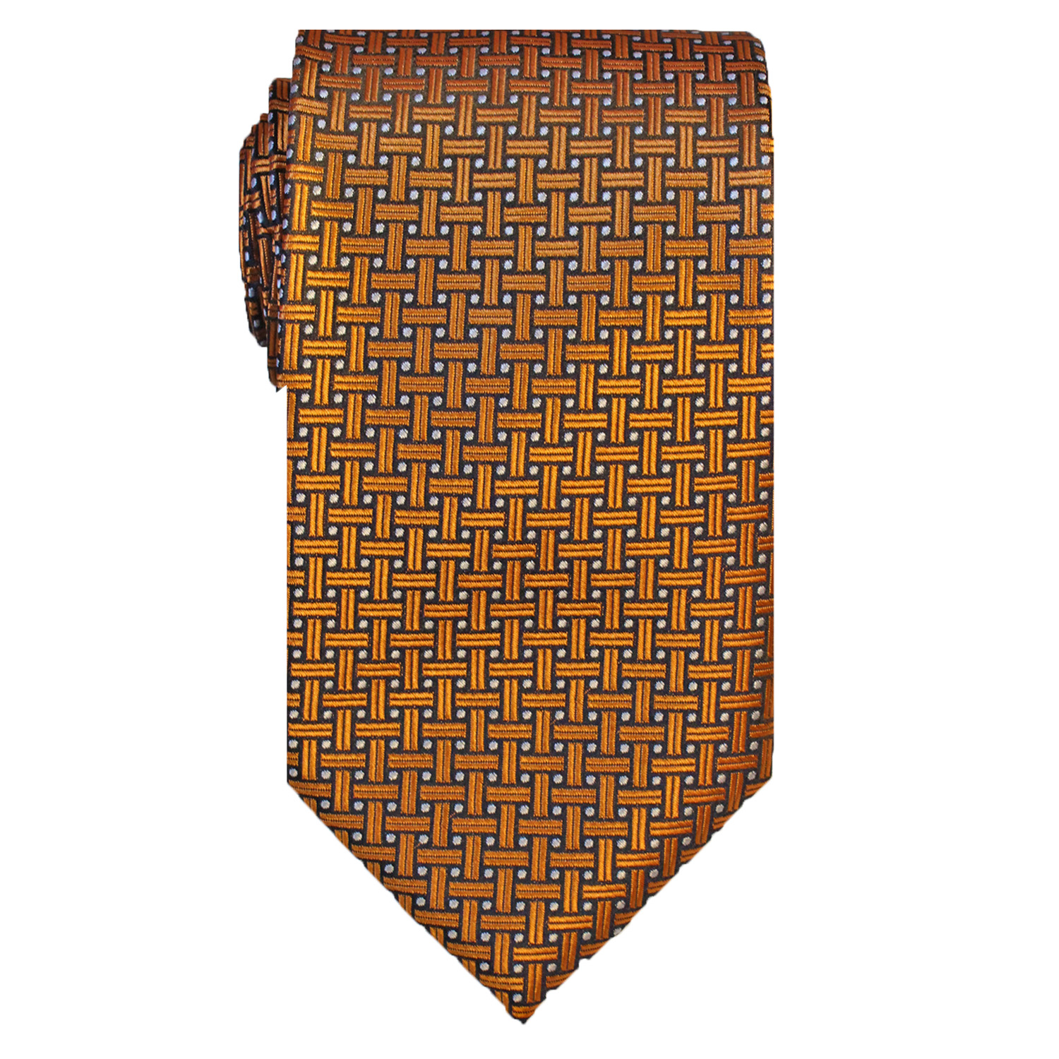 Classic Grid Burnt Orange Tie 2