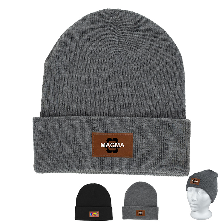 "TIBURON" Fashion and Performance Knit Cuffed Beanie with Patch 1