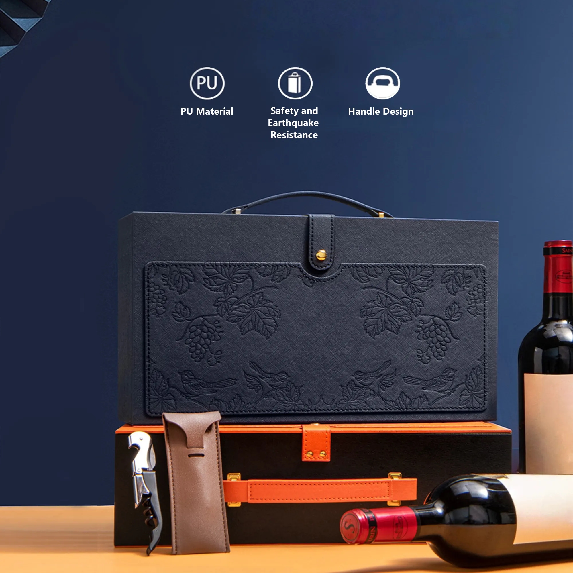 Elegant Dual Bottle Leather Wine Case 9