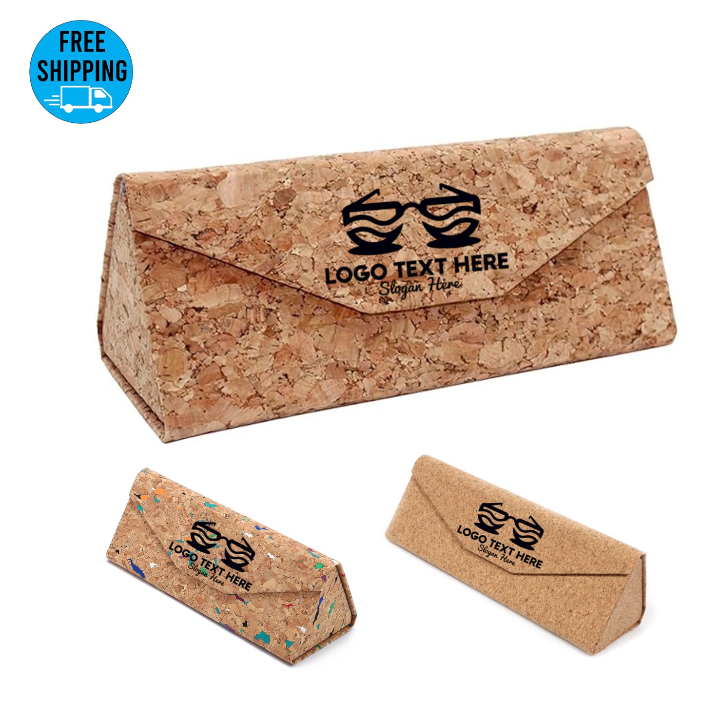 Foldable Triangle Cork Sunglasses Box/Eyeglass Holder Case 2