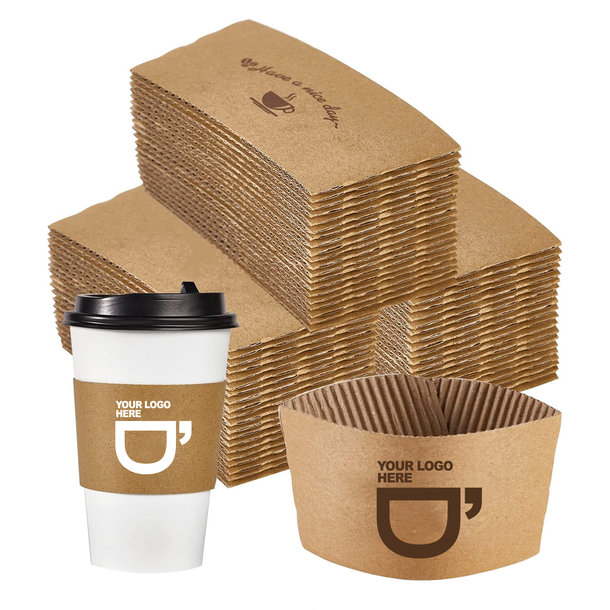 Disposable Kraft Paper Coffee Cup Sleeves 3