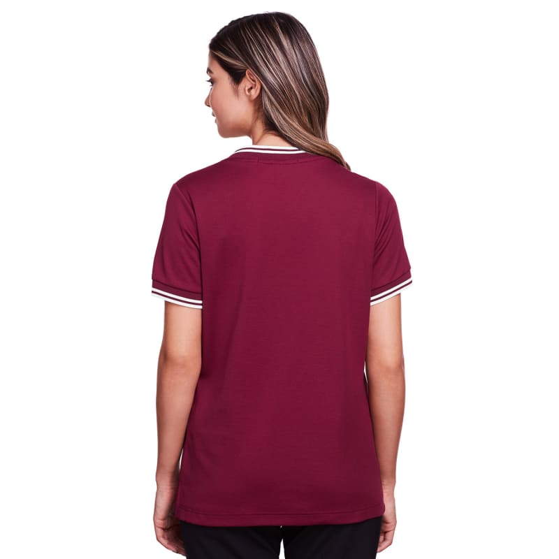 Devon & Jones Ladies' CrownLux Performance™ Plaited Tipped V-Neck Polo 2