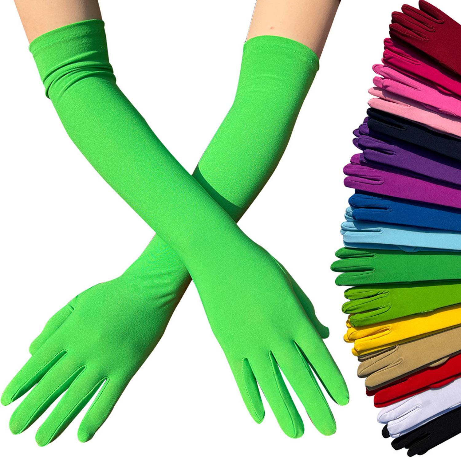 Women Long Stretchy Party Gloves 8