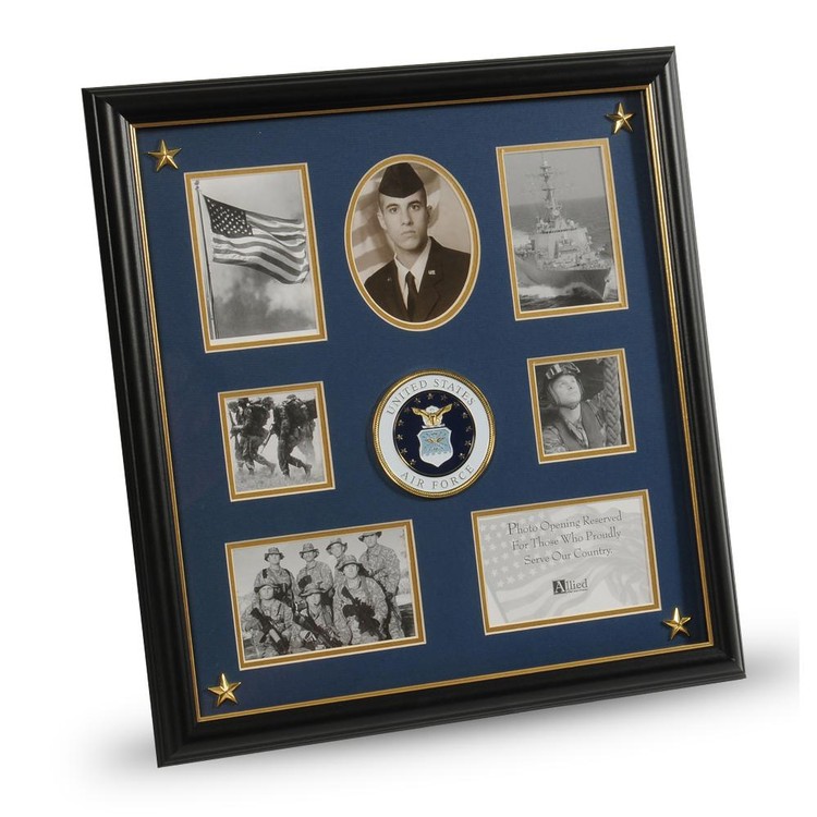 U.S. Air Force Medallion 7 Picture Collage Frame with Stars 2
