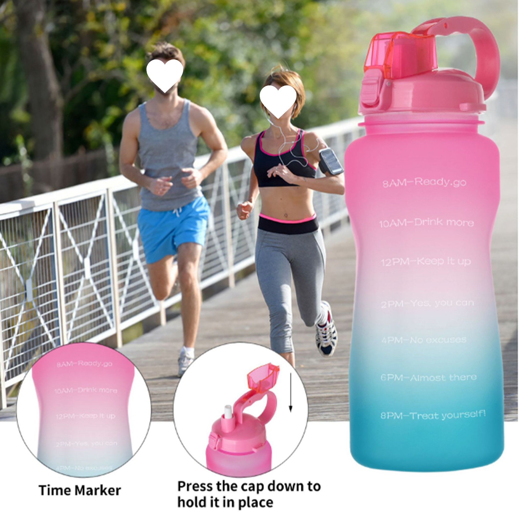 74.39Oz Time Mark Straw Water Bottle 2