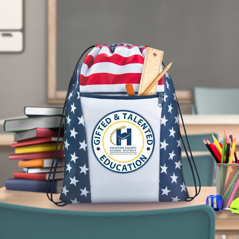 Custom American Flag Drawstring Tote Bags 7