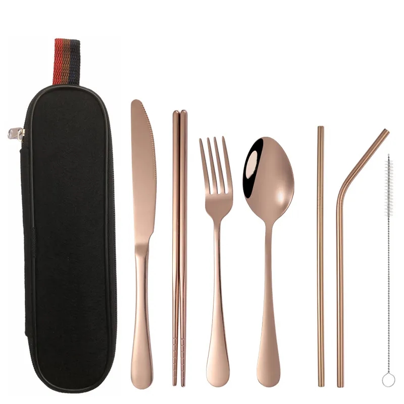 Reusable Stainless steel cutlery set with case 14