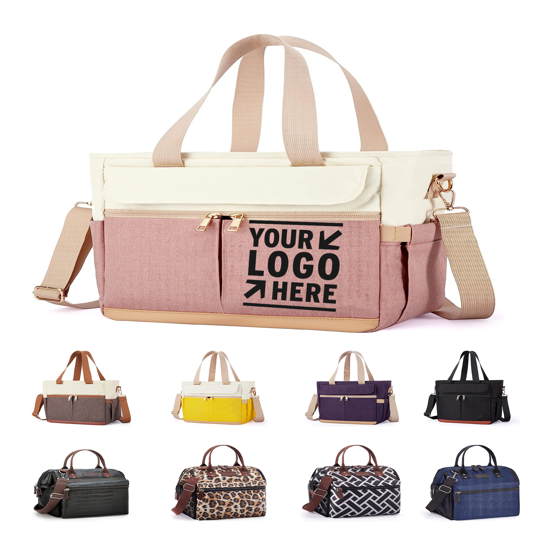 Women Reusable Lunch Cooler Tote Bag Leakproof Insulated Lunch Box with Shoulder Strap 2