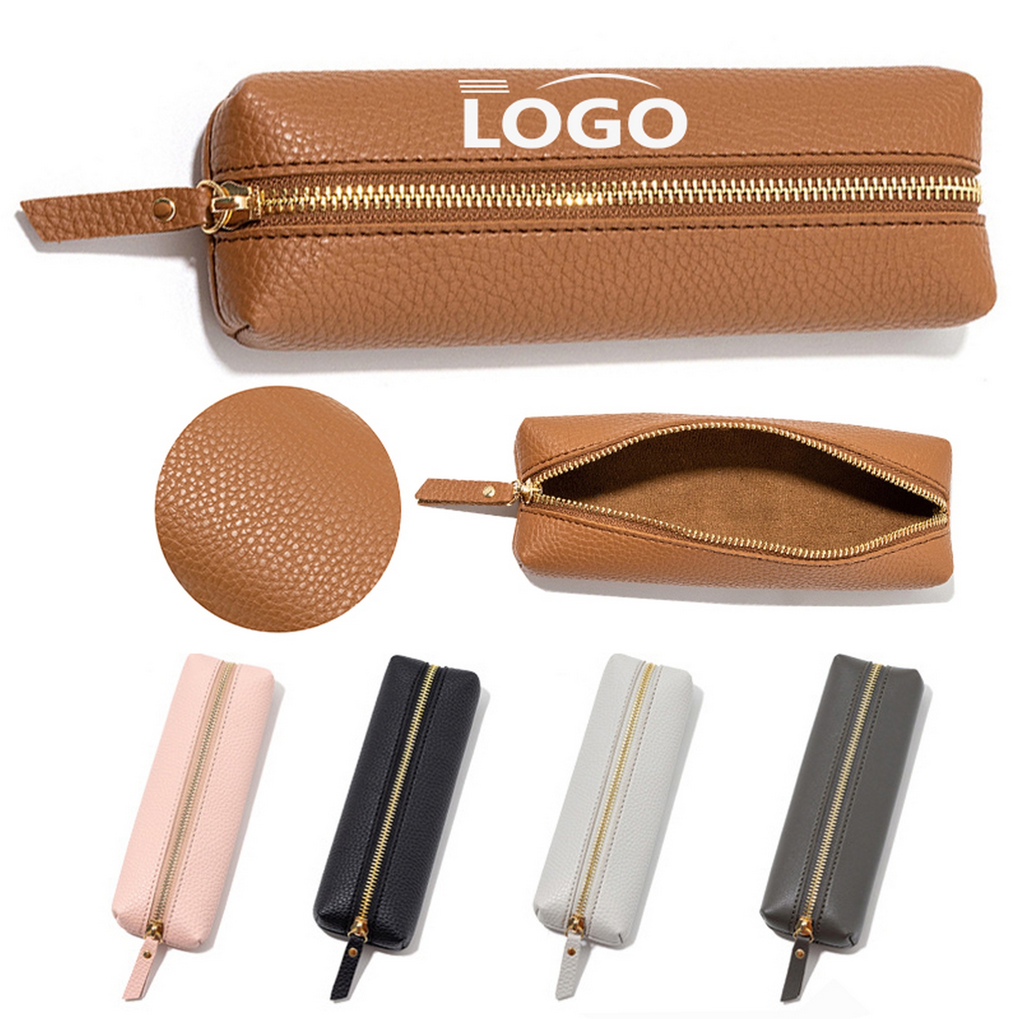 Pu Leather Zippered Pencil Case 2