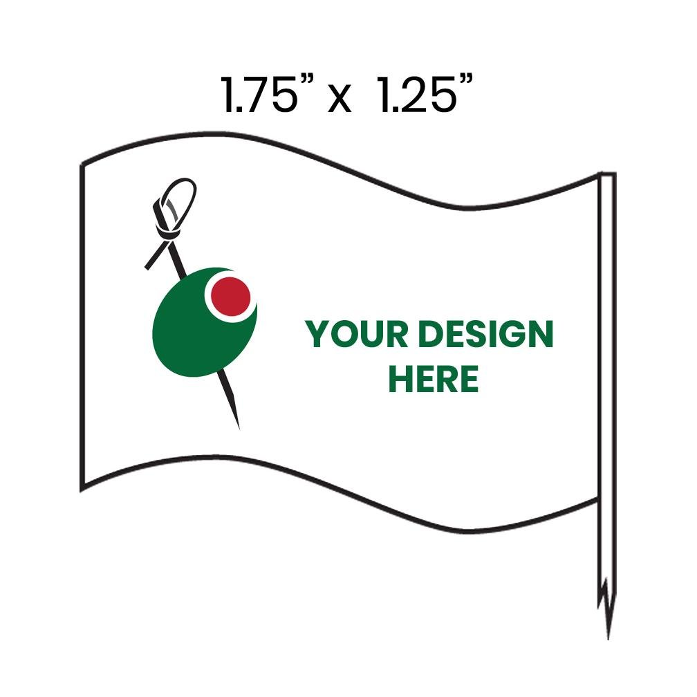 6" Bulk Custom Toothpick Flags - Medium Wavy - 1.75" x 1.25" 4