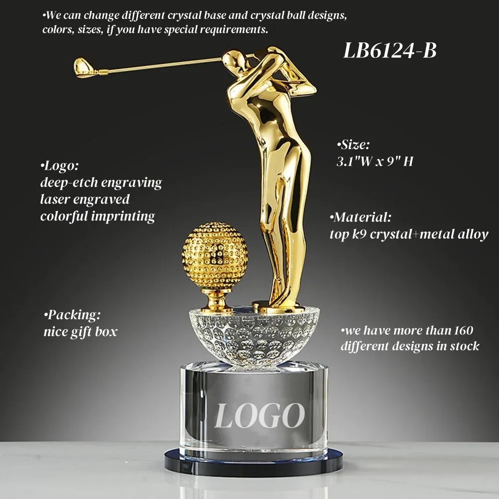 Custom Crystal Golf Trophy Award Tournament Cup 2