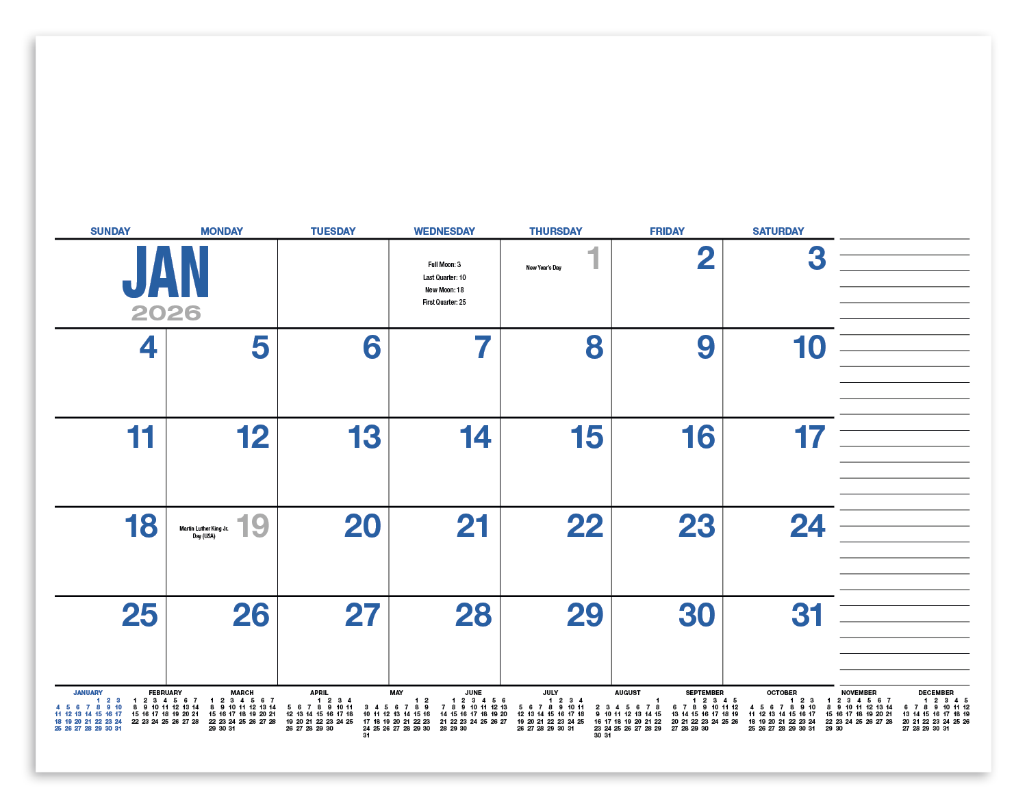HotLine® Products 13-Month Desk Pad Calendar 20