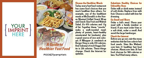 POCKET PAMPHLET - A Guide to Healthier Fast Food Pocket Pamphlet 1