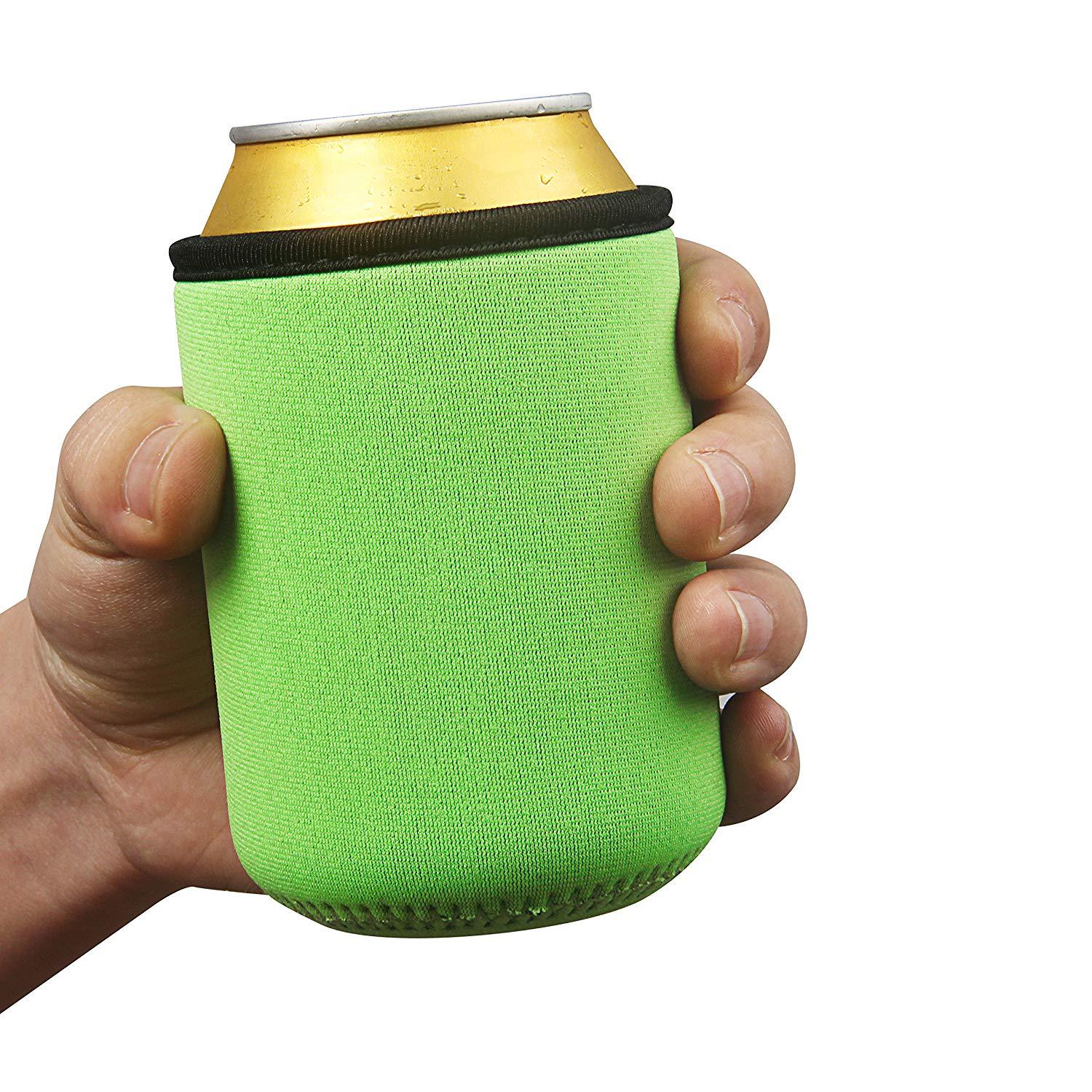 1Seam Neoprene Beer Can Sleeve Covers W/Stitched Fabric Edges 7