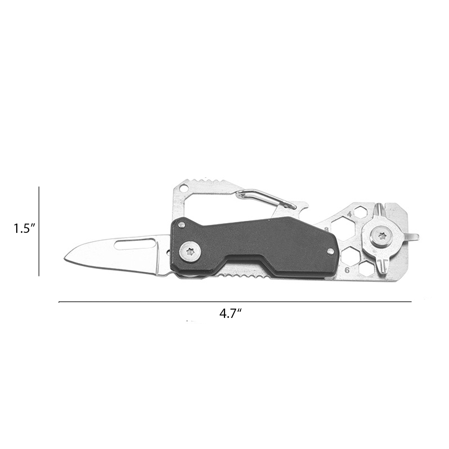 4 in 1 Multi Tool Stainless Steel Carabiner Folding Knife 4