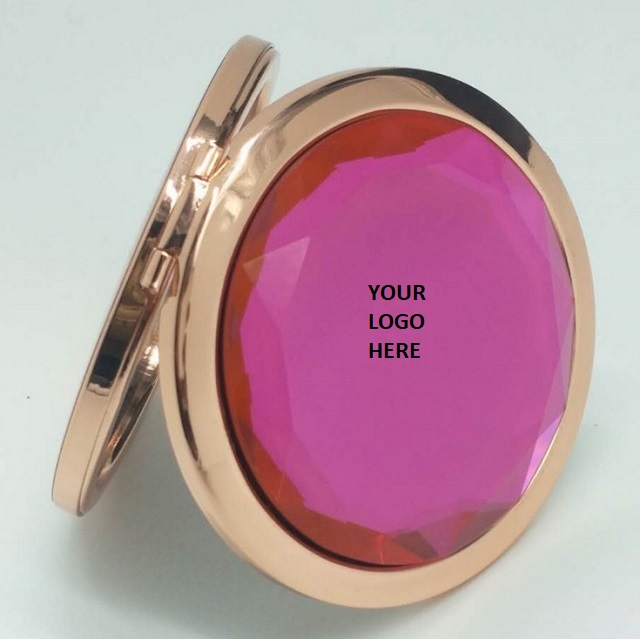 Crystal Rose Gold Metal Frame Pocket Mirror 2