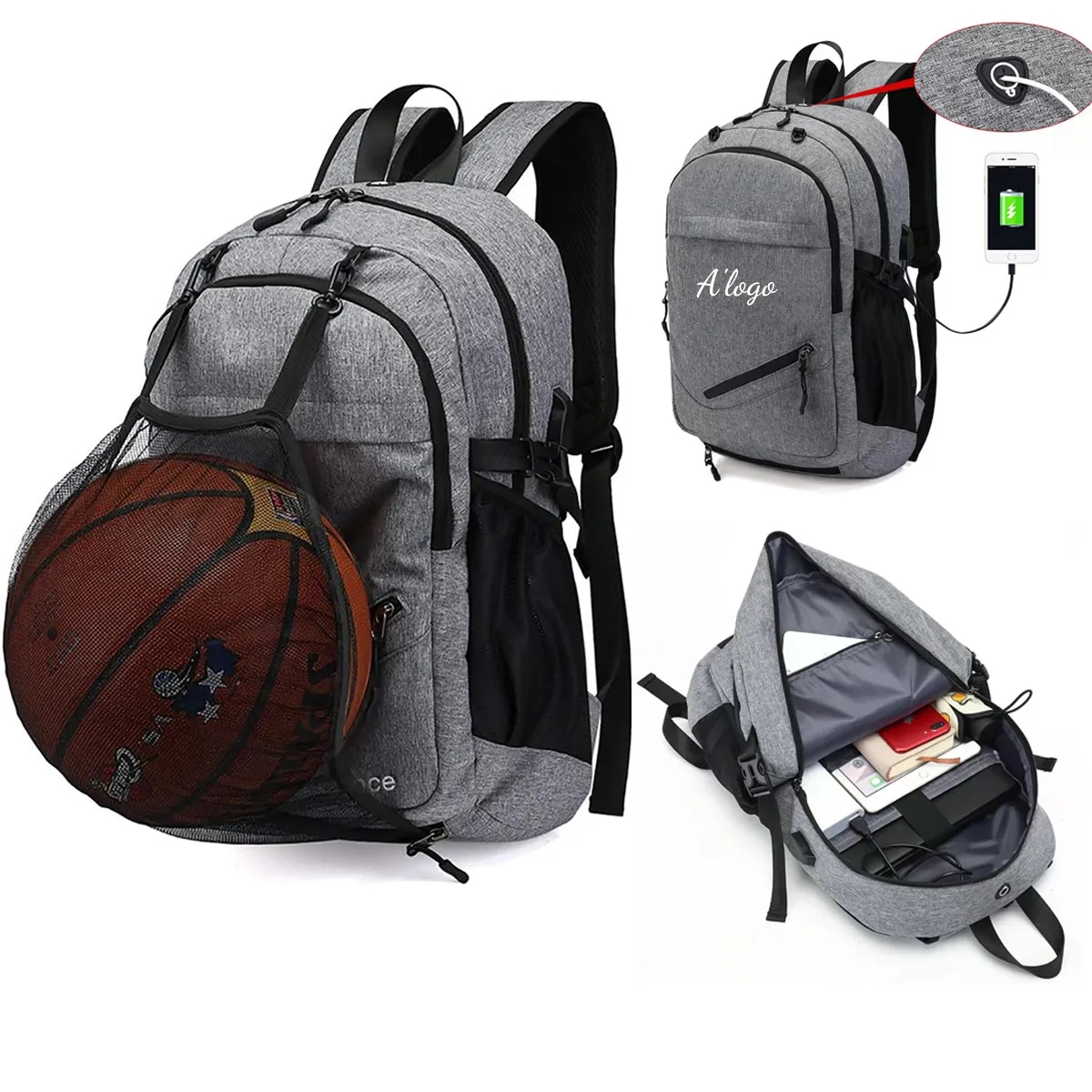 Basketball Backpack Soccer Bag with Ball Compartment 2