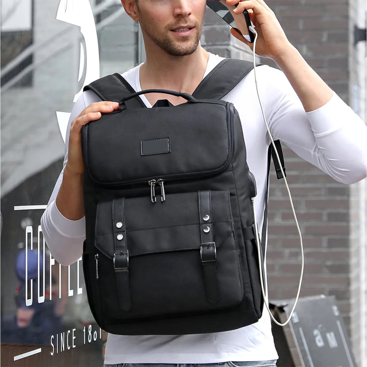 20L Waterproof Business Men'S Retro Office Laptop Backpack 8