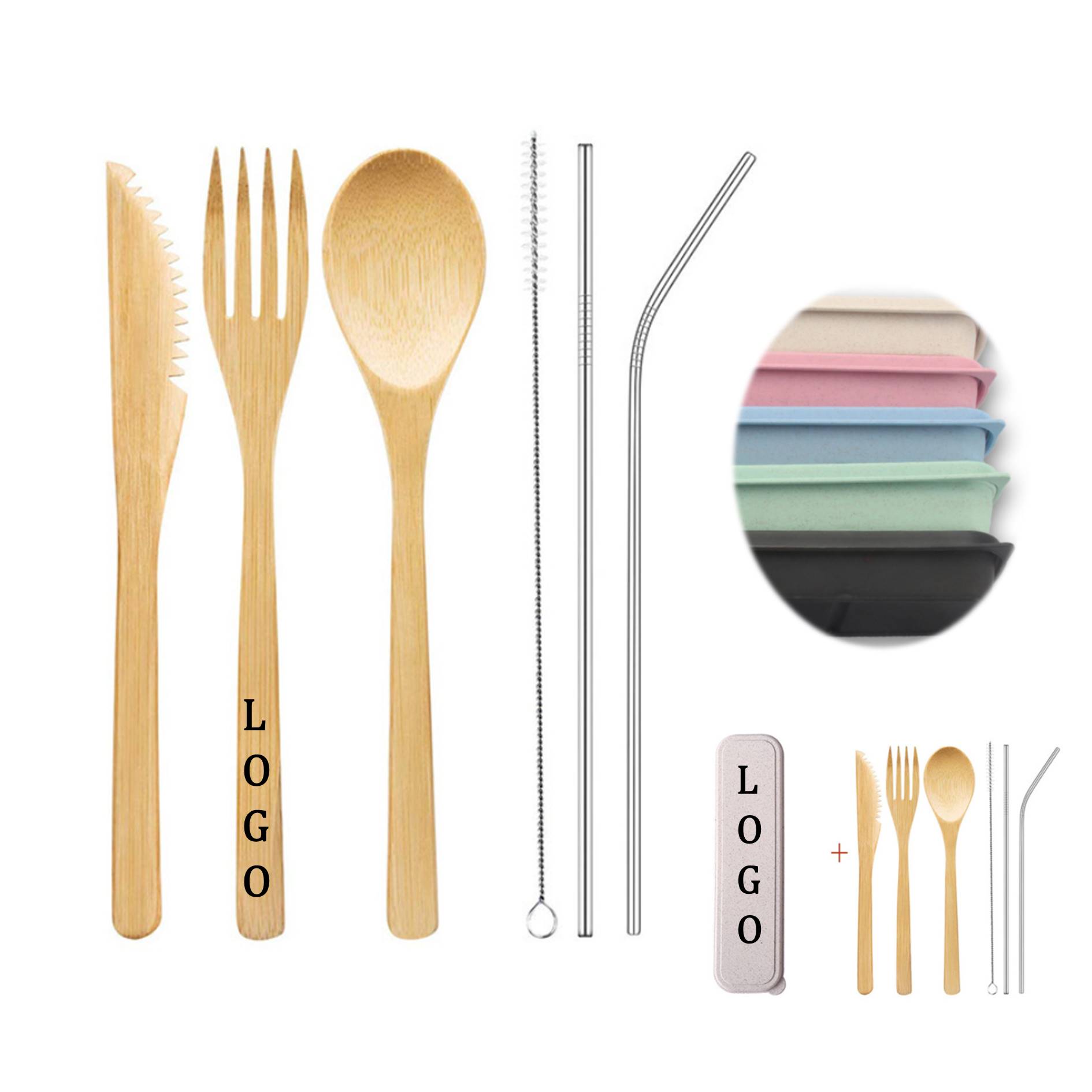 Portable Bamboo Utensil Set With Straw 2