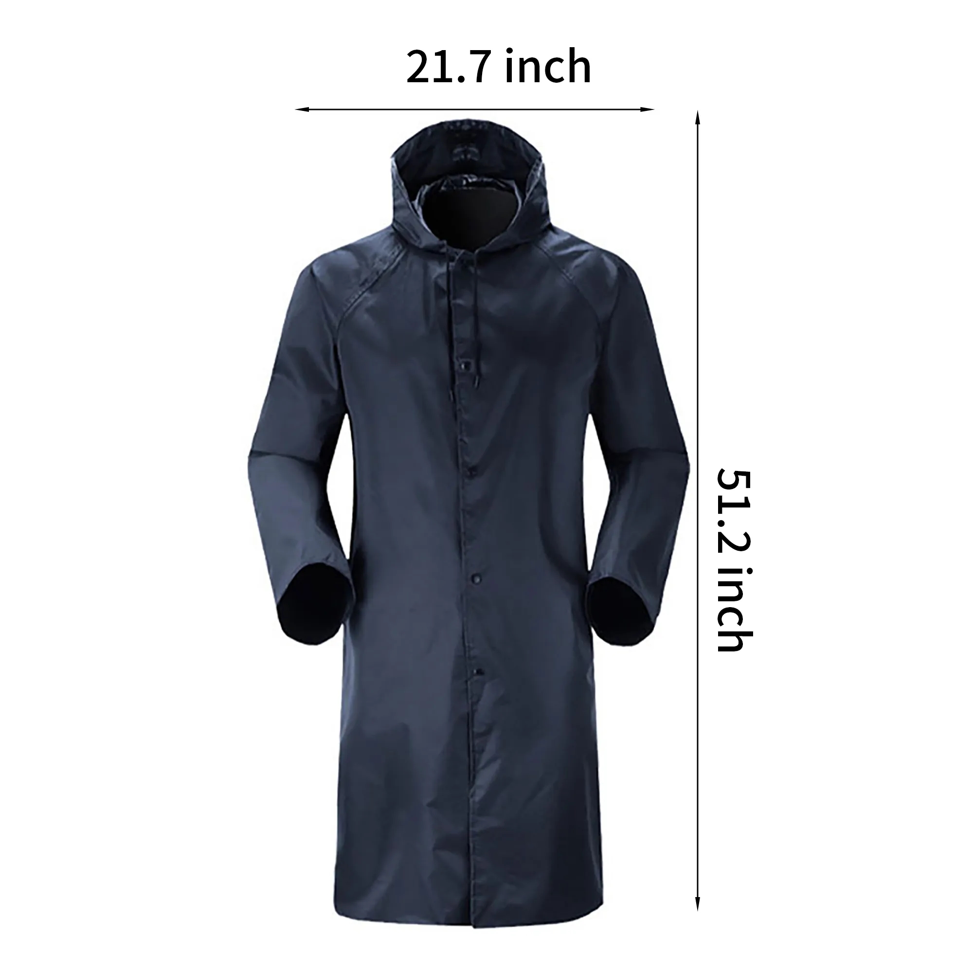 51 Inch PVC Raincoat Breathable Black 4