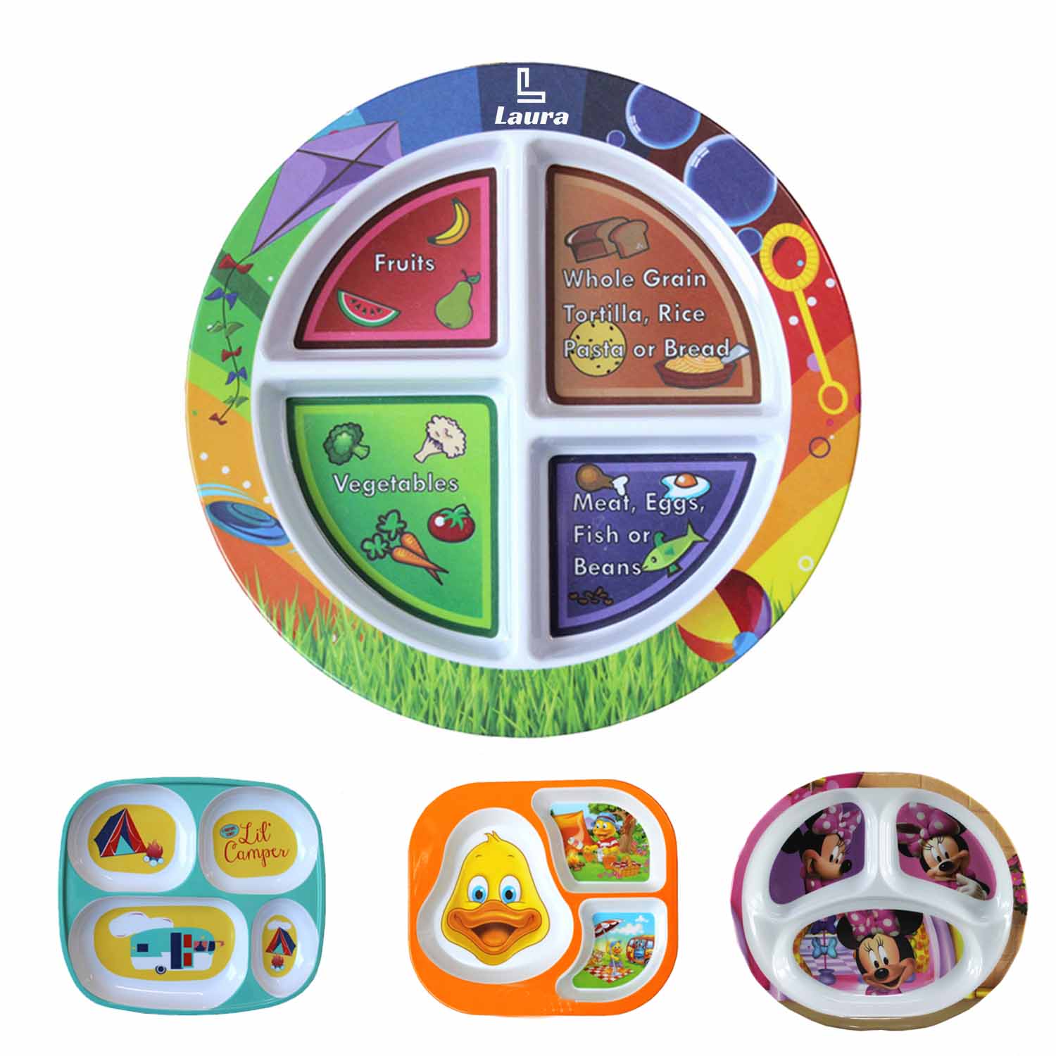 Melamine cutlery four-compartment snack fruit bowl