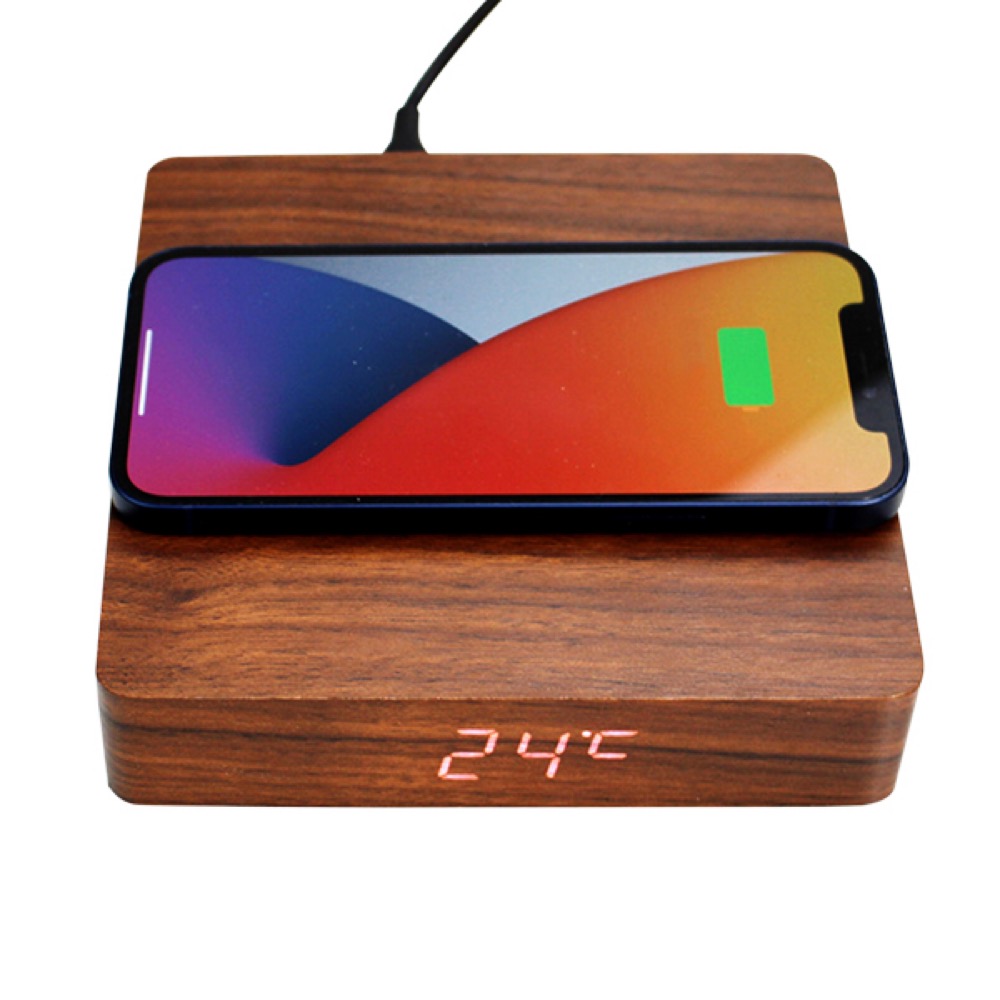 Eco Fast Wireless Charging Alarm Clock W/Temp 3