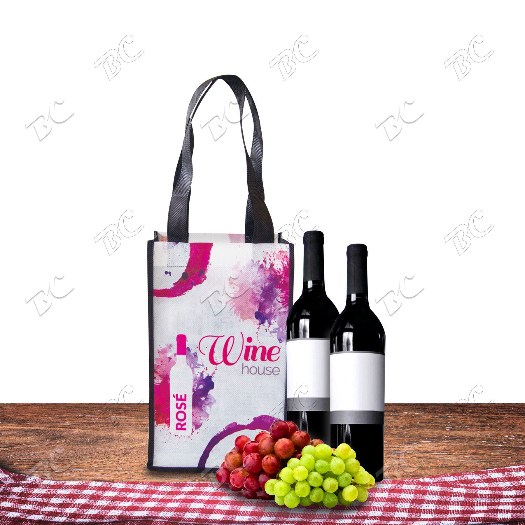 Fully Sublimated Non-woven Two-Bottle Wine Tote 3
