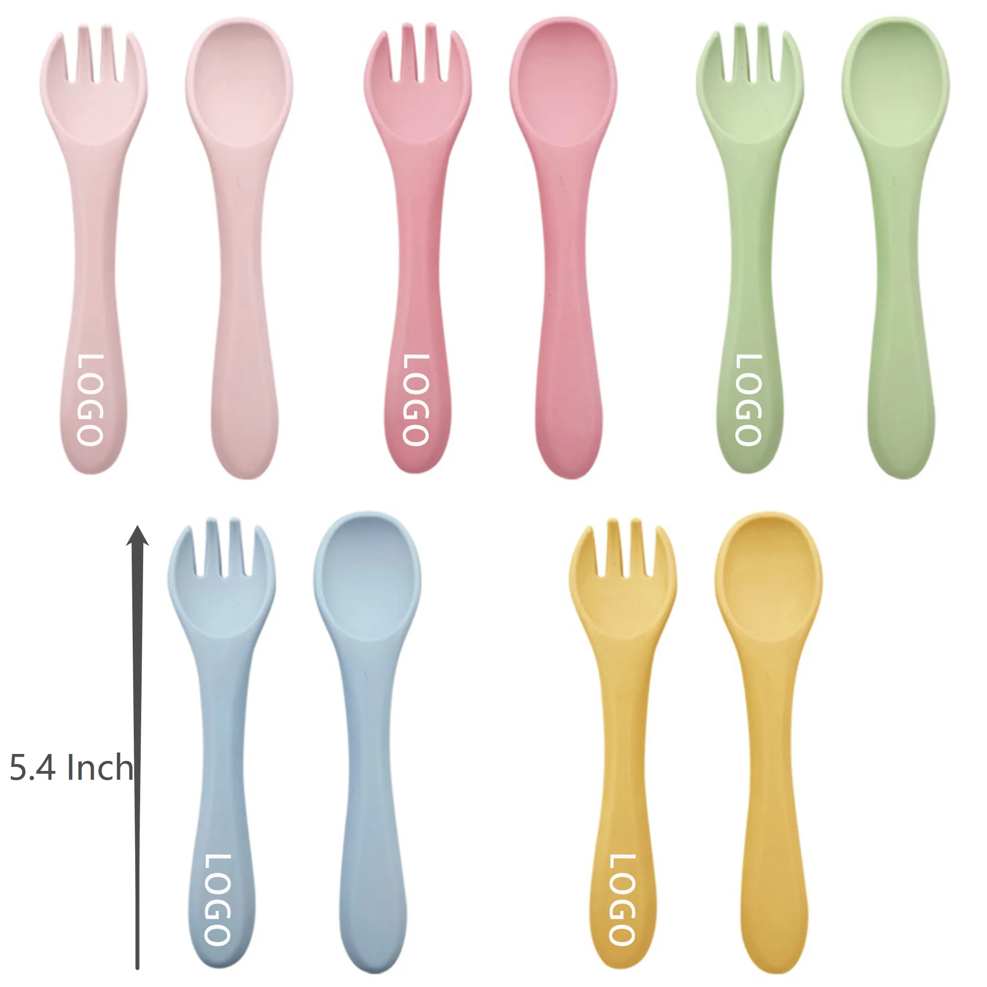 Food Grade Baby Feeding Silicone Soft Spoon And Fork 6