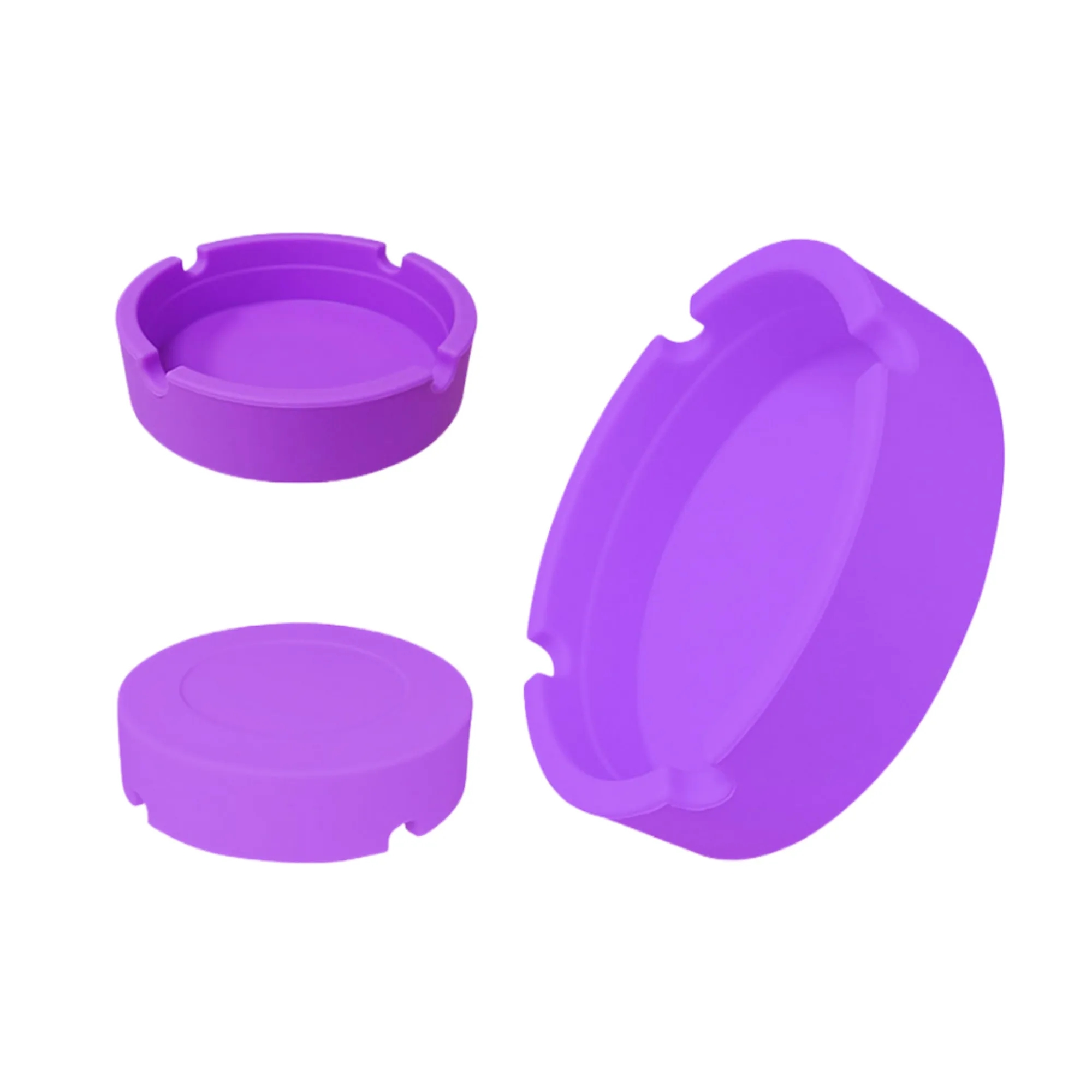 Round Heatproof Silicone Ashtray With 4 Grooves Shatterproof 4