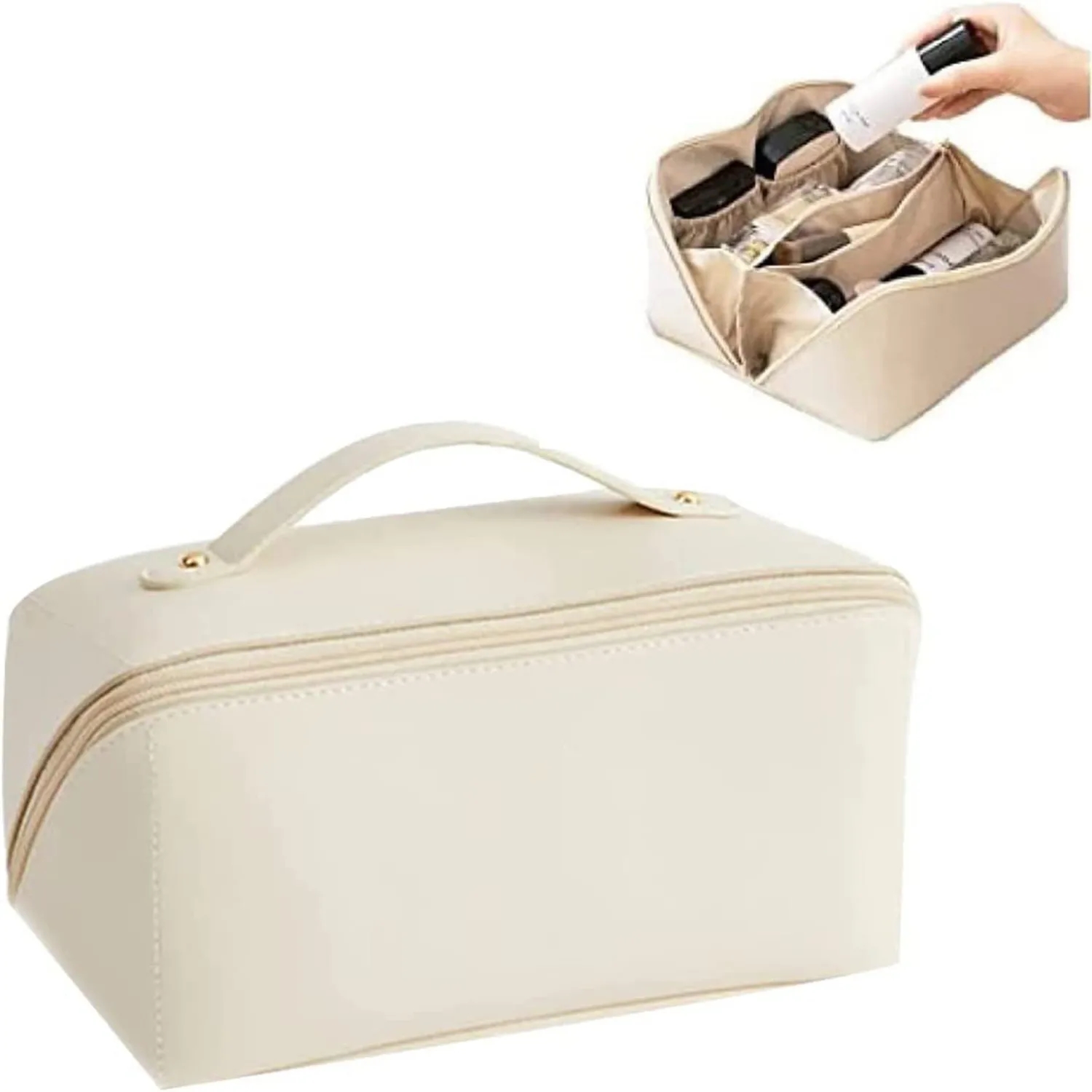 Capacity Travel Leather Makeup Bag 2