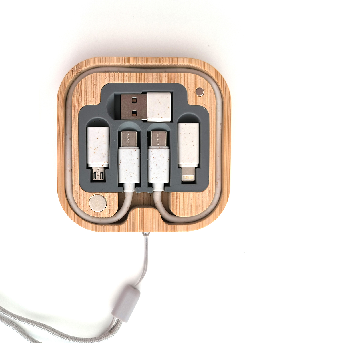 6-in-1 Travel Charging Cable Kit with Bamboo Storage Box 8