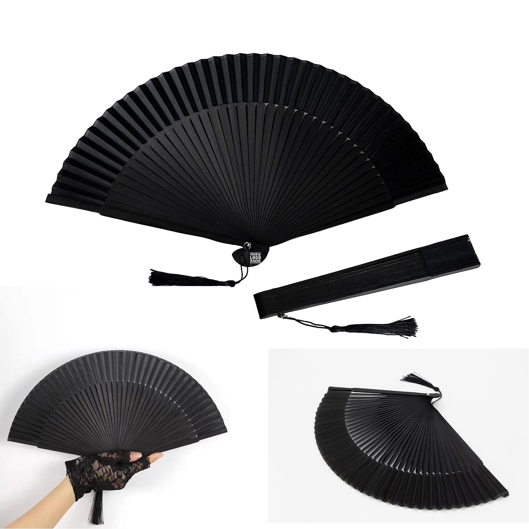 2 Pieces Silk Folding Hand Fan - Chinese/Japanese 2