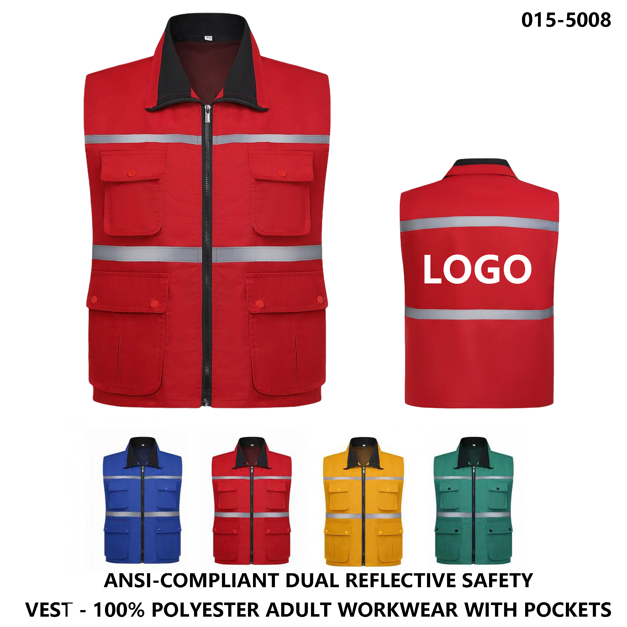High Visibility Work Vest ?C Four Pockets, Dual Reflective & Logo Print 2