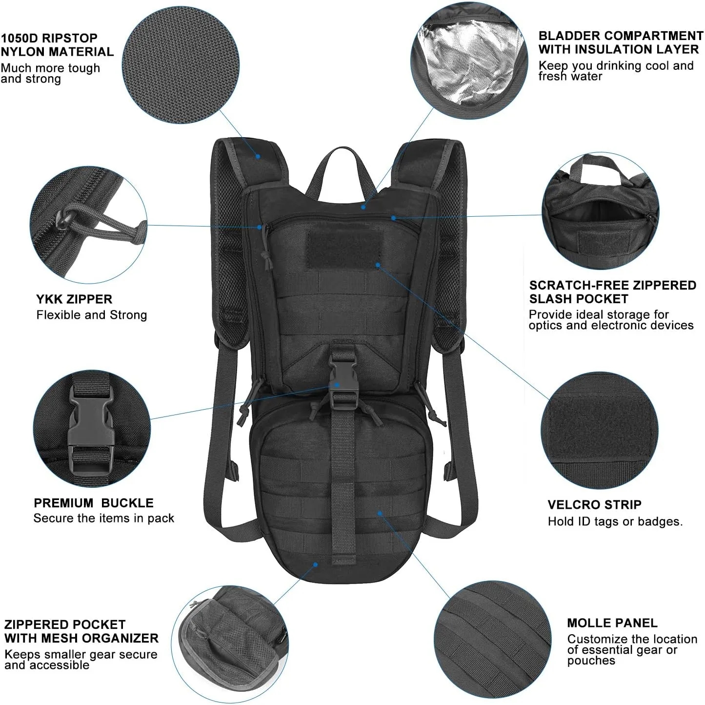 Outdoor Tactical Hydration Backpack With 3L Water Bladder 6