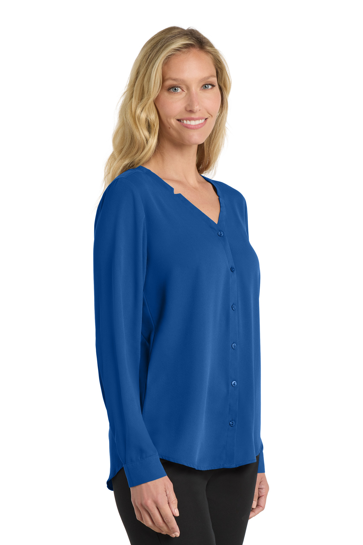 Port Authority Women's Long Sleeve Button-Front Blouse. LW700 3