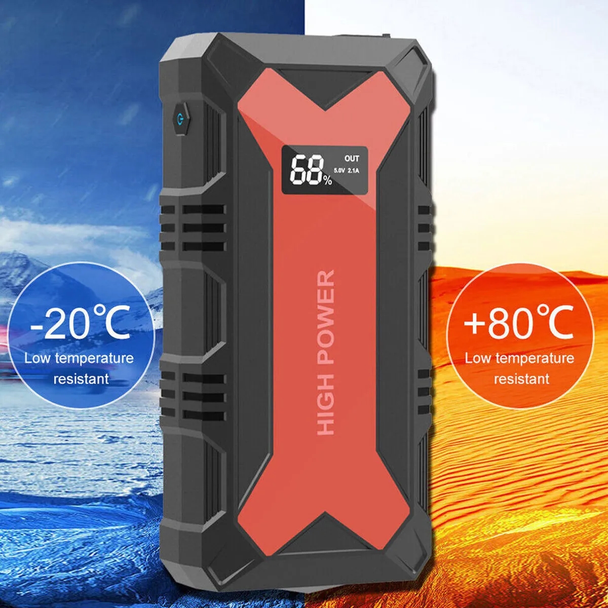 30000MAH USB Car Battery Jump Starter With LED Flashlight 5
