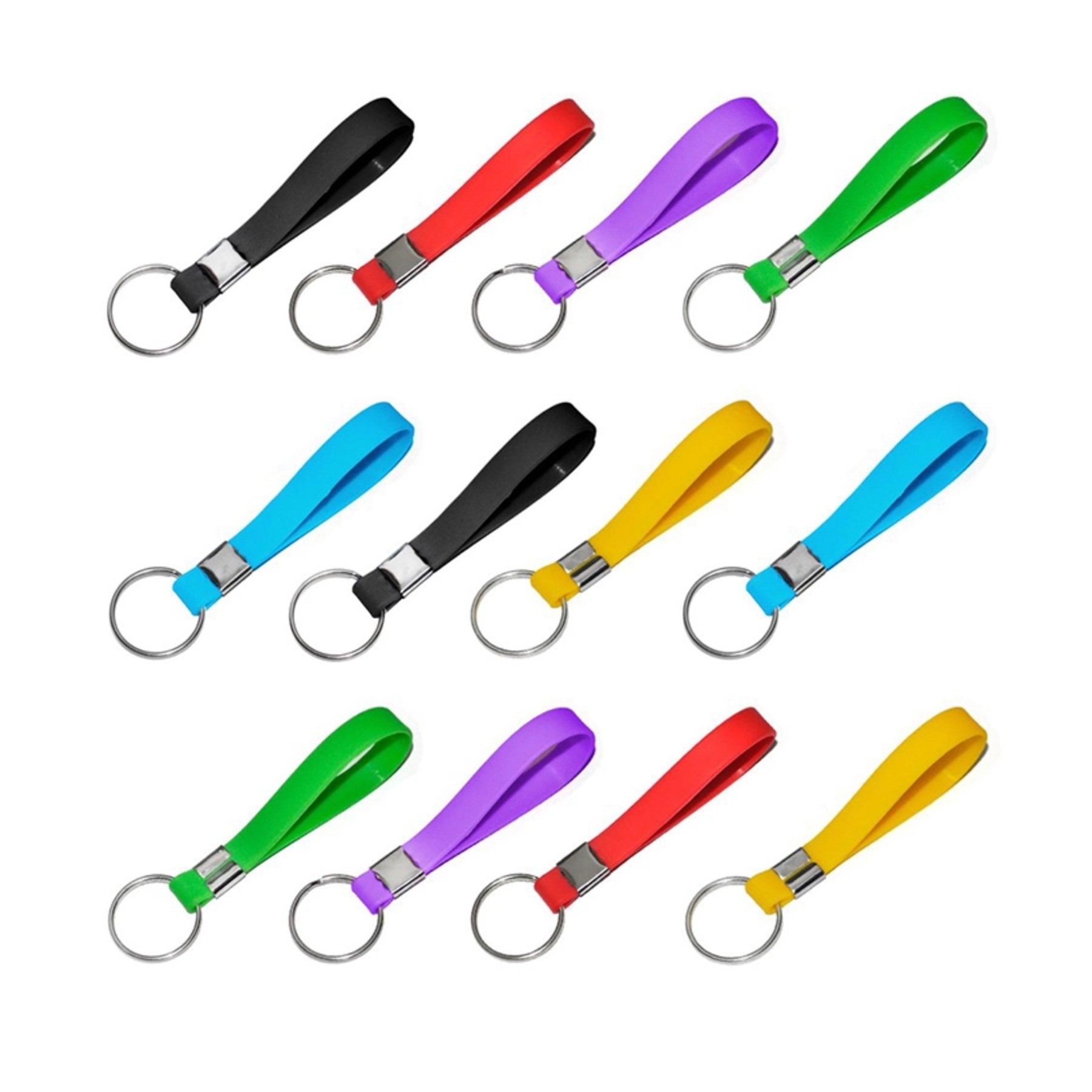 Screen Printed Silicone Wristband Keychain 3