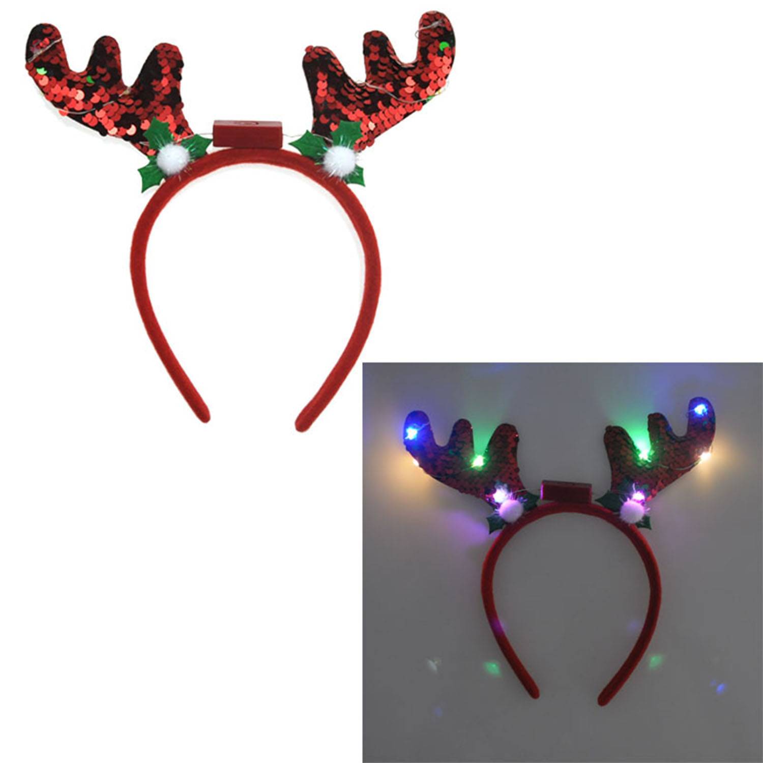 Plastic sequin antler headband 6 lights beadband 4
