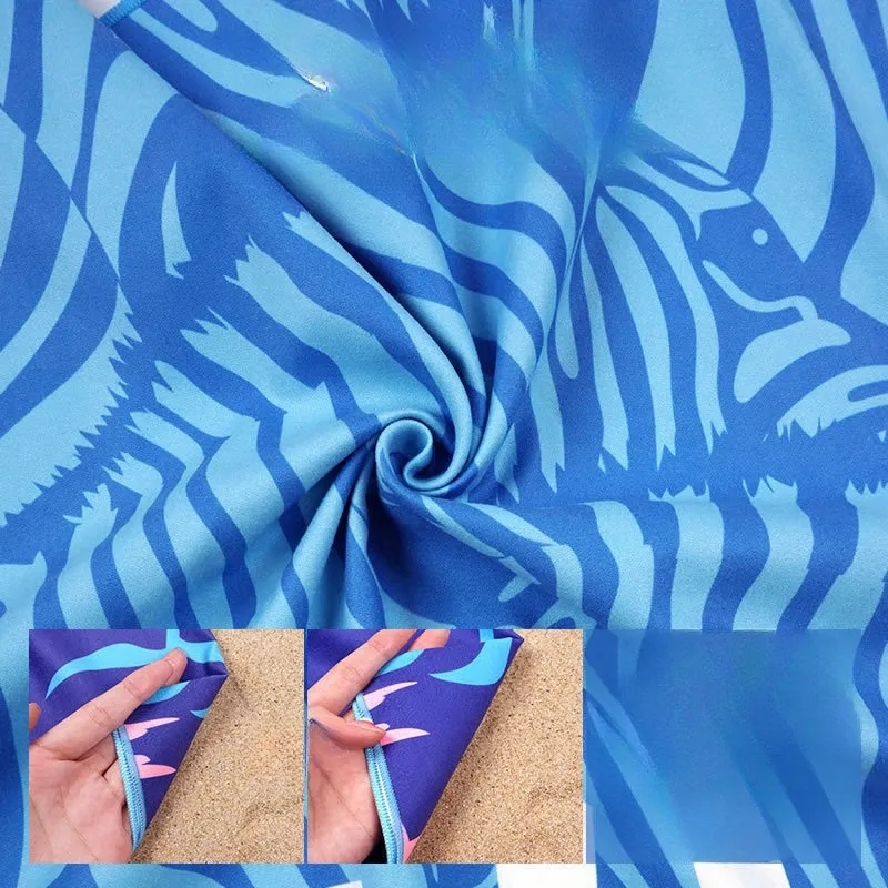 Microfiber Thin Lightweight Beach Towel Sand Free Quick Dry 4