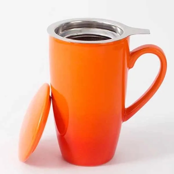 15 OZ Porcelain Tea Mug with Infuser and Lid 1